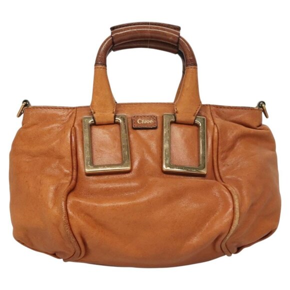 Chloe Etel Hand Bag Leather 2way Brown Gold Auth - Picture 13 of 16